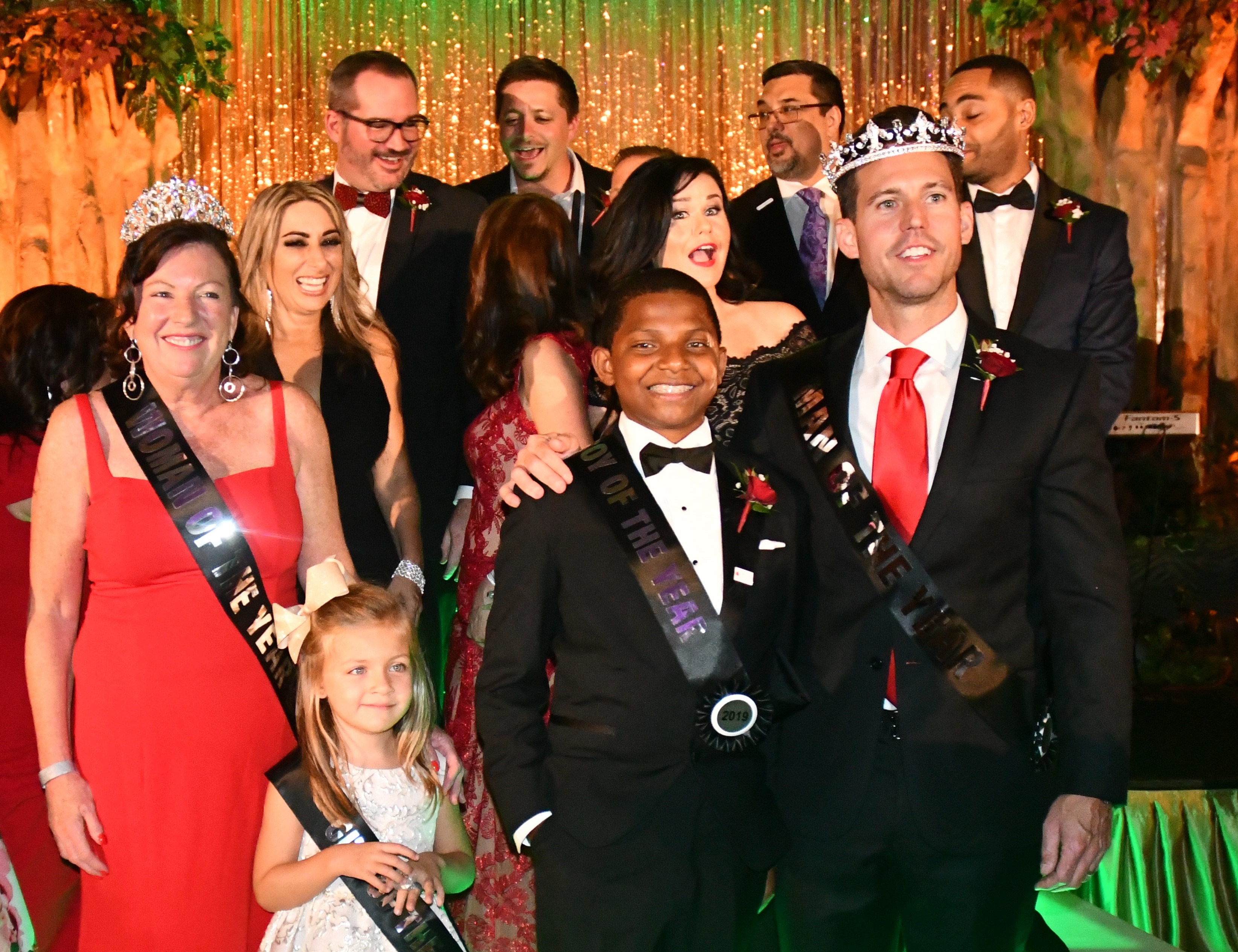 Woman of the Year winner Camille Olivere, Boy & Girl of the Year Jaylen Hyde and Vivienne Salvatoriello, and Man of the Year winner Clayton Idle (Photo by: Ginny Fujino, blacktie-southflorida.com)